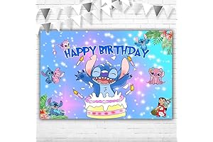 Pink Stitch 1st Birthday Decoration Banner for Boys with Angel Character