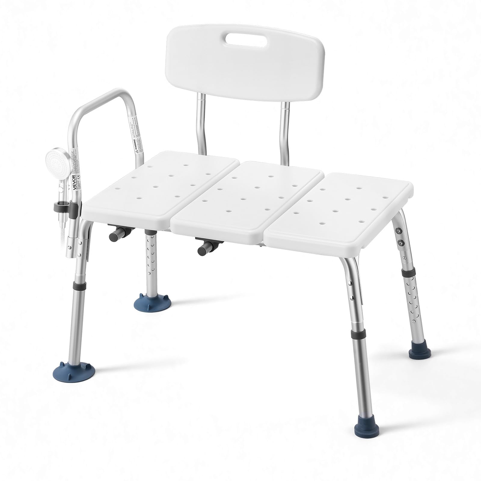 VEVOR Panca di Trasferimento per Vasca da Bagno, Sedile da Bagno con Bracciolo Schienale Carico max 180 kg, Panca per Trasferimento di 830 x 600 x 890 mm Doccia per Adulti Altezza Regolabile