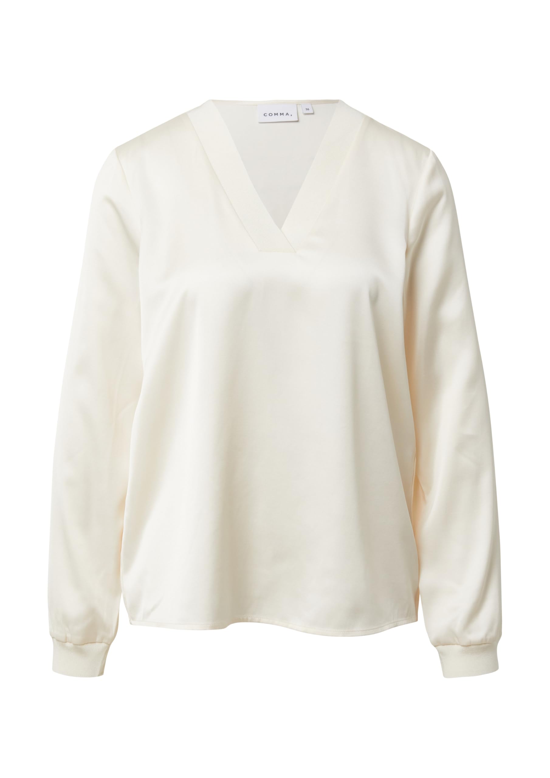 Comma Satinbluse mit V-Ausschnitt und feinen Rippdetails