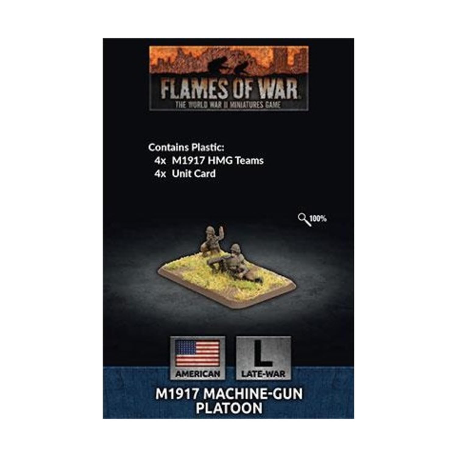 Flames of War M1917 Machine-gun Platoon (x4 Plastic MG teams)