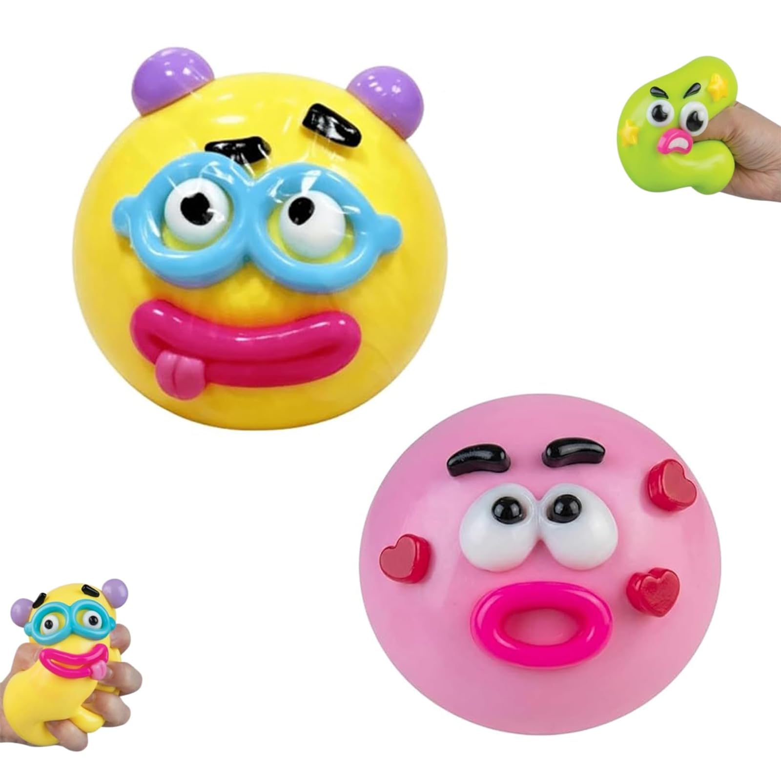 New Smushers Sensory with Interchangeable Faces, Funny Curiosities Smushers Dog Face Swap Squishy, Soft Slow Rise Moldable Sensory Fidget Stress Relief Ball, Desk Accessory for Adults (A10)