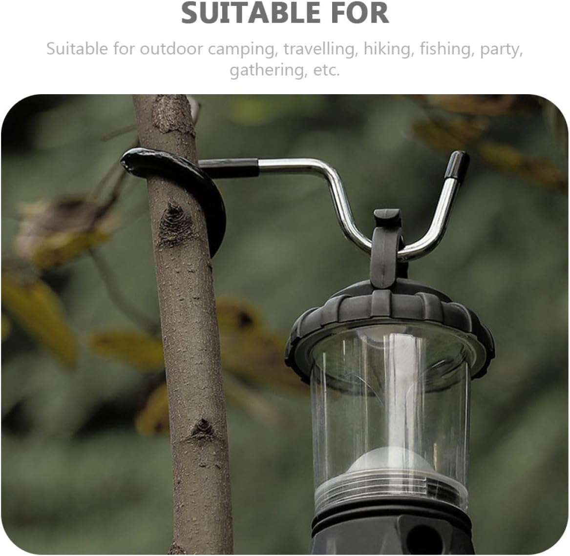 Camping Lantern Pole Hooks 2pcs Steel Spiral Light Hangers Non-Slip Outdoor Tent Accessories for Camping and Hiking