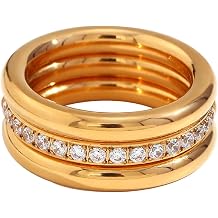 18K Gold Plated Cubic Zirconia Three Stacking Rings for Women | Stainless Steel Gold Ring Set for Women | 3 Trendy Rings Pack6