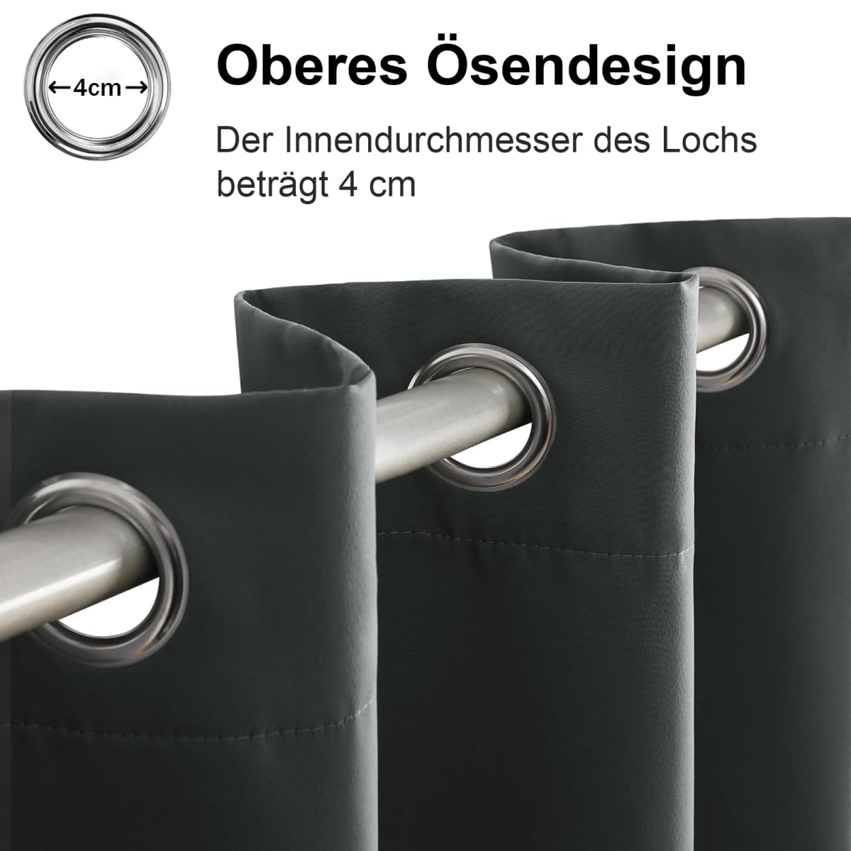 Vorhang Blickdicht 2er Set, Verdunklungsvorhänge mit Ösen H 245 x B 140 cm, Thermovorhang Hitzeschutz, Vorhänge Wohnzimmer Grau
