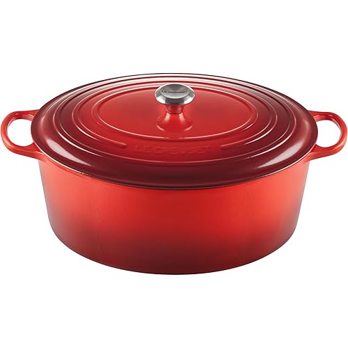 Le Creuset Enameled Cast Iron Signature Oval Dutch Oven, 15.5 qt., Cerise