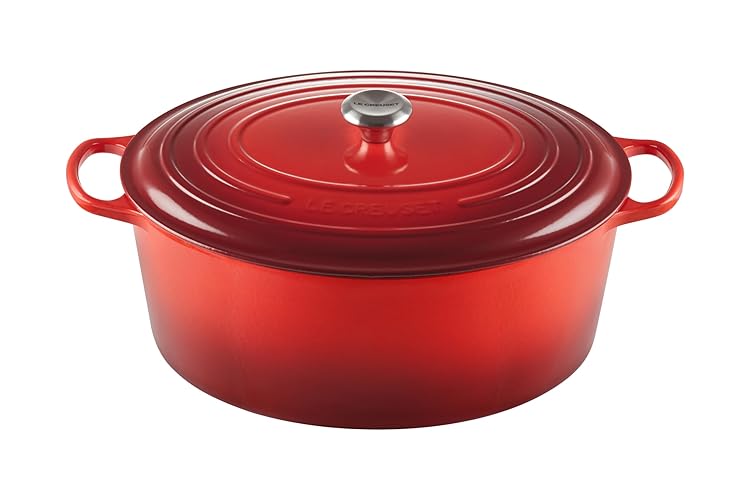 Le Creuset Enameled Cast Iron Signature Oval Dutch Oven, 15.5 qt., Cerise - Cerise - 15.5 Qt