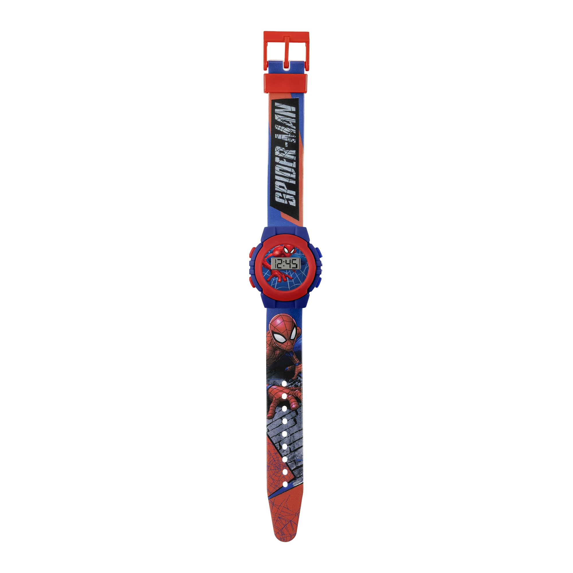 Spiderman SPD4972 - Reloj Digital de Cuarzo para niños con Correa de plástico, Azul y Rojo, Pulsera