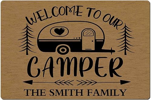 Tapete personalizado para puerta de cámper con nombre decoraciones personalizadas para casa rodante interior con nombre de la familia accesorios