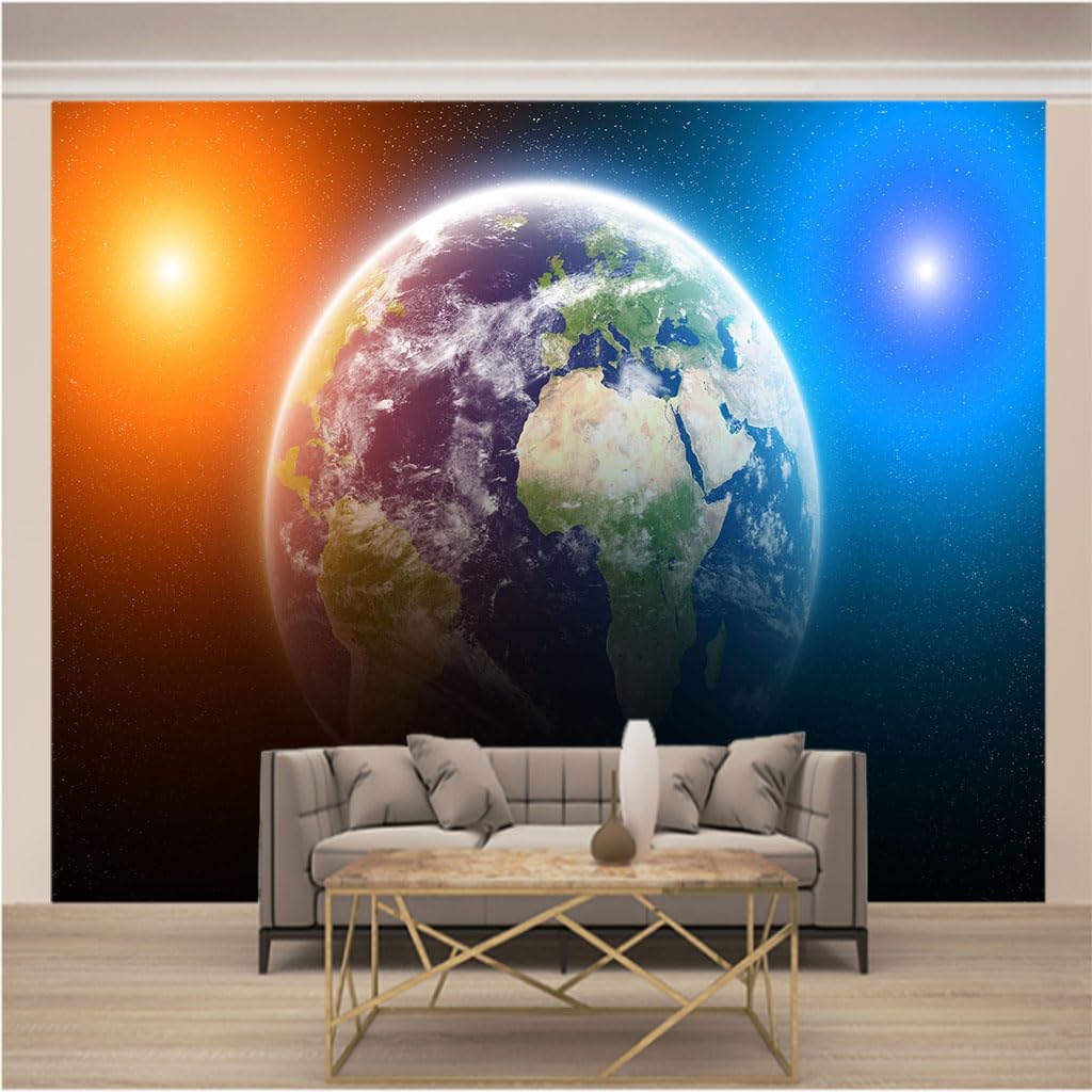 Papier peint panoramique trompe l'oeil 3d Terre XL 250x175 cm intissé mural pour salon