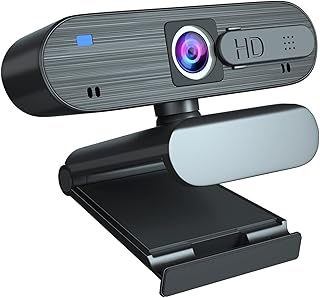 ROTOPATA 1080P Webcam with Microphone, Autofocus, Privacy Cove, USB-A, 2 Mics, 90°View Computer Camera for Video Calling/Streaming, Zoom/Skype/FaceTime, Laptop/Desktop/PC/Mac