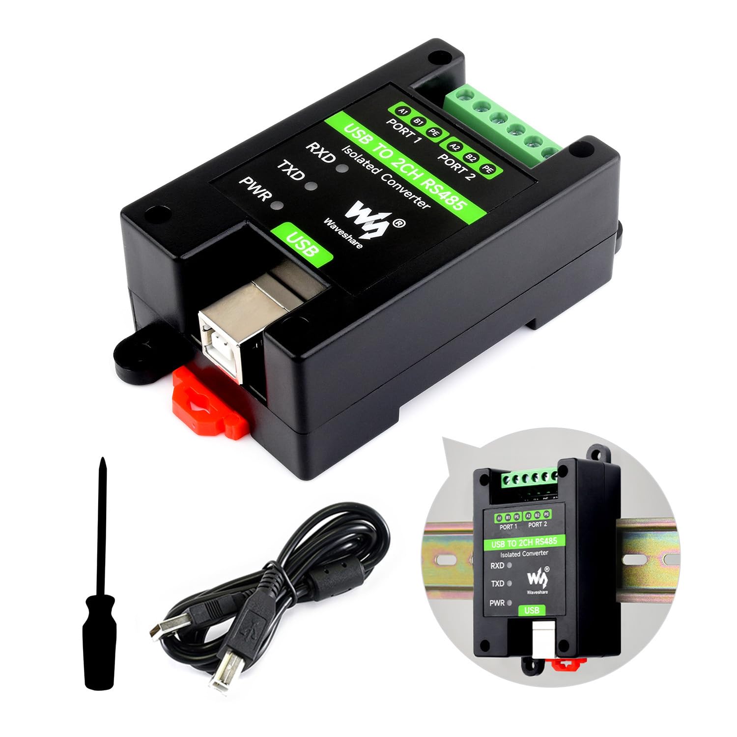 Waveshare USB to 2CH RS485 Industrial Grade Isolated Converter, Onboard  Original FT2232HL Chip, USB to RS485 Adapter, Multiple Protection Circuits,  Wall-Mount and Rail-Mount Support: Amazon.de: Computer & Zubehör