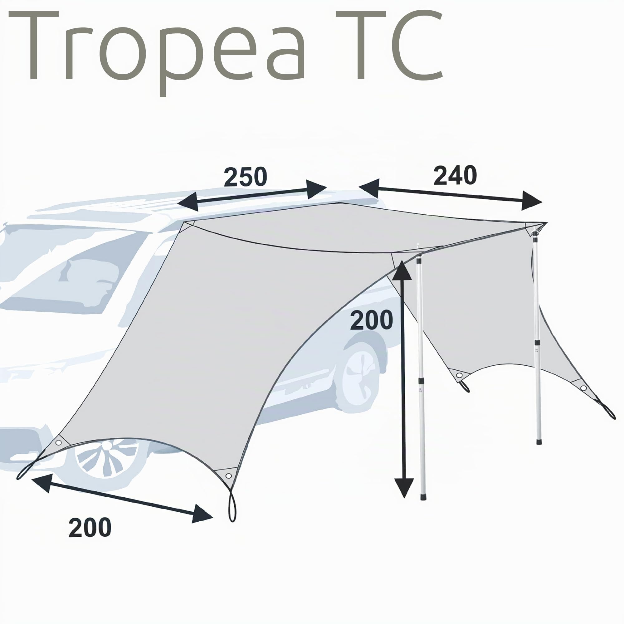 your GEAR Tropea TC Bus Auvent UV 50+ Toile d'ombrage en coton avec parois latérales Auvent pour camping-car Bulli Van