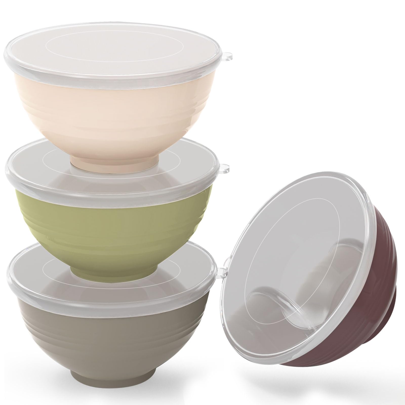 Greentainer Müslischüssel 24 OZ schüssel mit Deckel/Salatschalen,4er 710ml Unbreakable Cereal Bowls|Obstschale, Suppenschüssel für Kinder und Erwachesene|Leicht & Bruchsicher