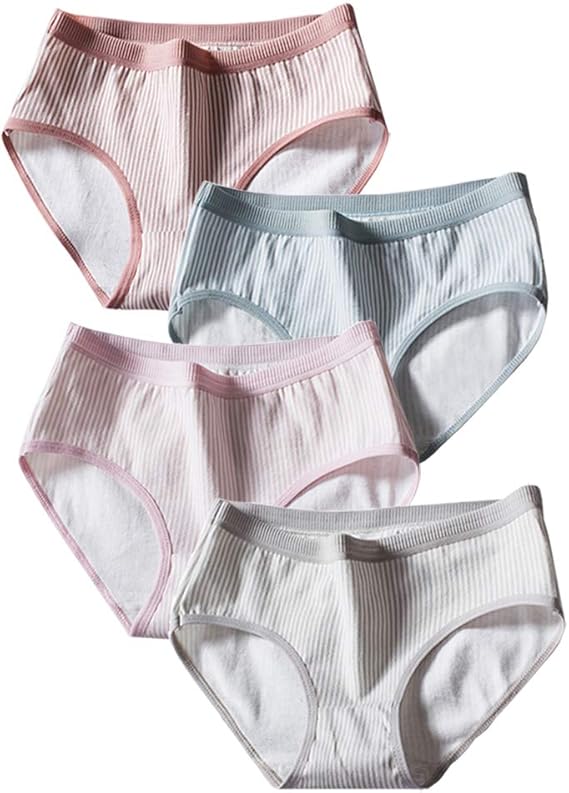 Amazon Co Jp Hinice ショーツ レディース 綿 ノーライン セクシー ストライプ 綿 かわいい おしゃれ パンツ 下着 ノーライン ショーツ ピンク グレー 女性用 大きいサイズ 可愛い 女性ショーツ お得な4枚 セット 福袋 4枚組 Xl ヒップ85 95cm 服 ファッション小物