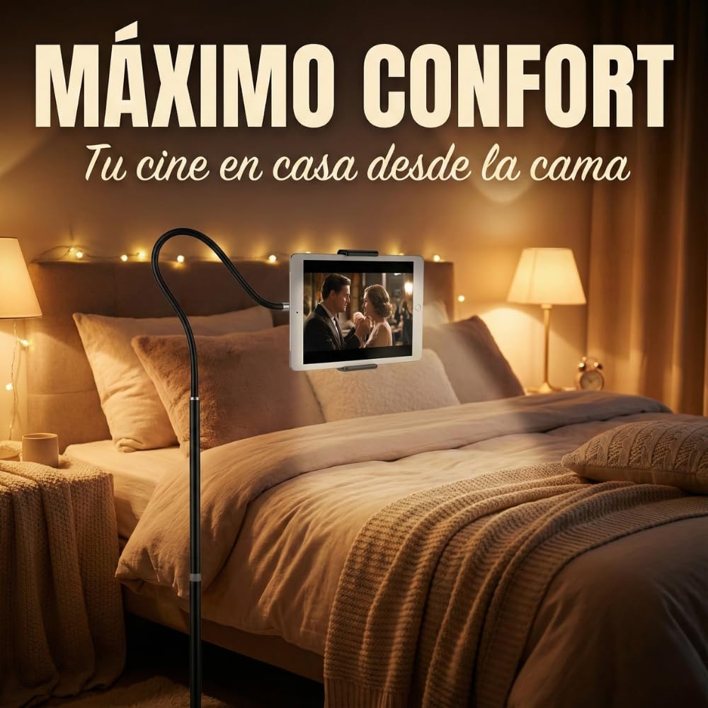Soporte de Suelo para Tablet y Móvil 135cm Cuello de Cisne Flexible 360° Base Estable Universal Compatible con iPad Pro Air Mini Samsung Galaxy Tab iPhone Switch 12-18cm