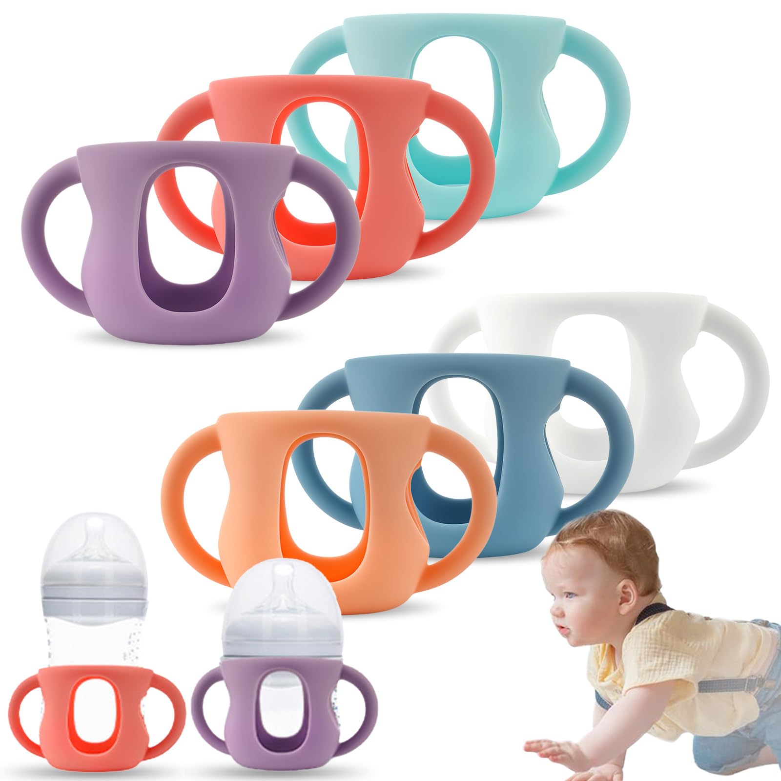 6 Stück Babyflaschen Griff für Avent Baby Bottles,Rutschsichere Silikon Flaschengriff,Easy grip Silikon Babyflaschengriffe Zubehör