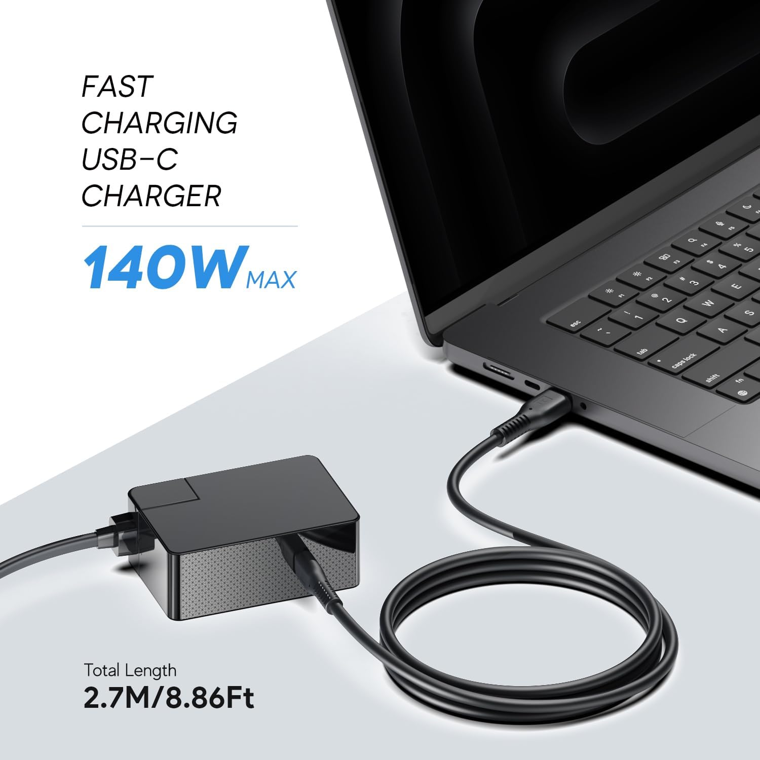 ADP-140AB B HKY 140W USB C Charger 10Ft Long Portable Slim GaN PD3.1 USB-C Power Adapter for M4 MacBook Air/Pro,Dell,Lenovo,MSI,HP Gaming Laptop PC,Docking Station,Avalon Nano 3 BTC,Starlink Mini image 8 of 8 B0DCFT4SYJ
