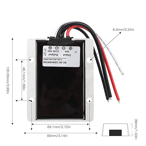 Miniatura 5 de 24V a 13.8V 40A 552W DC Regulador Convertidor de Voltaje IP68 para Automóviles Barcos Yates Ferrocarriles Instrumentos, Duradero