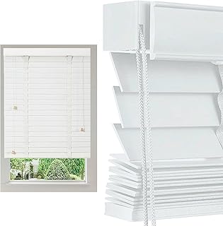 Wood Blinds for Interior Windows Blackout Wooden Window Blinds Cordless Privacy Faux Wood Blind & Shades 20" 31" 35" 36" 50" 60" 62" 64" 71" Horizontal Blind for Office Bathroom