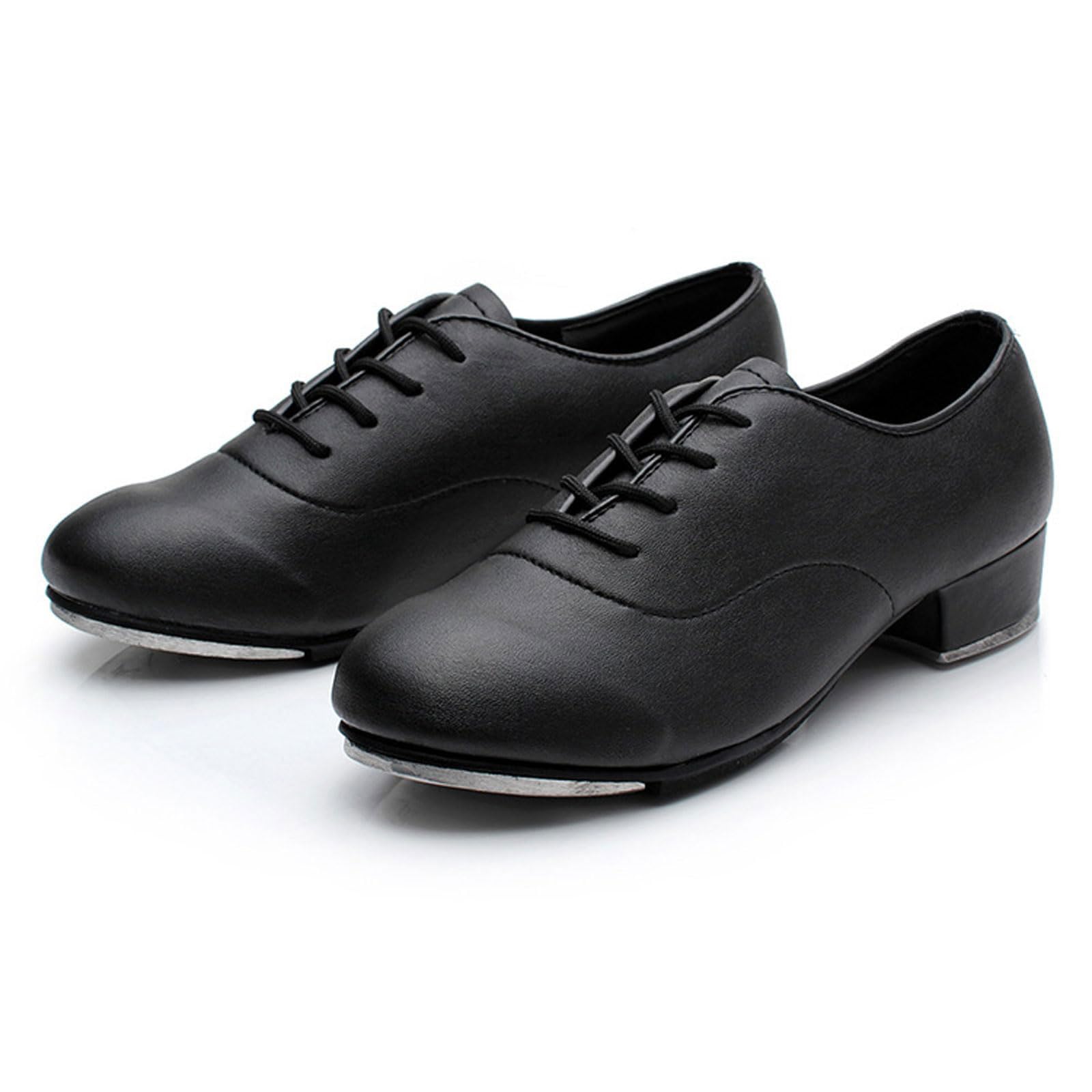 Scarpe da Tip Tap in Pelle da Uomo,Scarpe da Tip Tap Professionali,Scarpe da Tip Tap con Lacci,comode e morbide,Buona Elasticità,Adatte per la Pratica Quotidiana della Danza