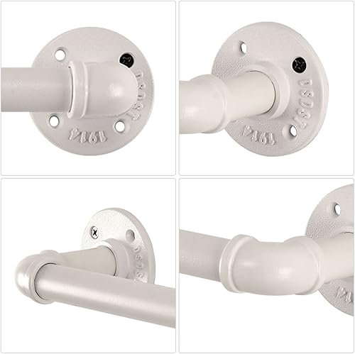 Miniatura 3 de Toallero de tubo montado en la pared industrial toallero rústico resistente accesorios de baño (12 pulgadas, blanco)