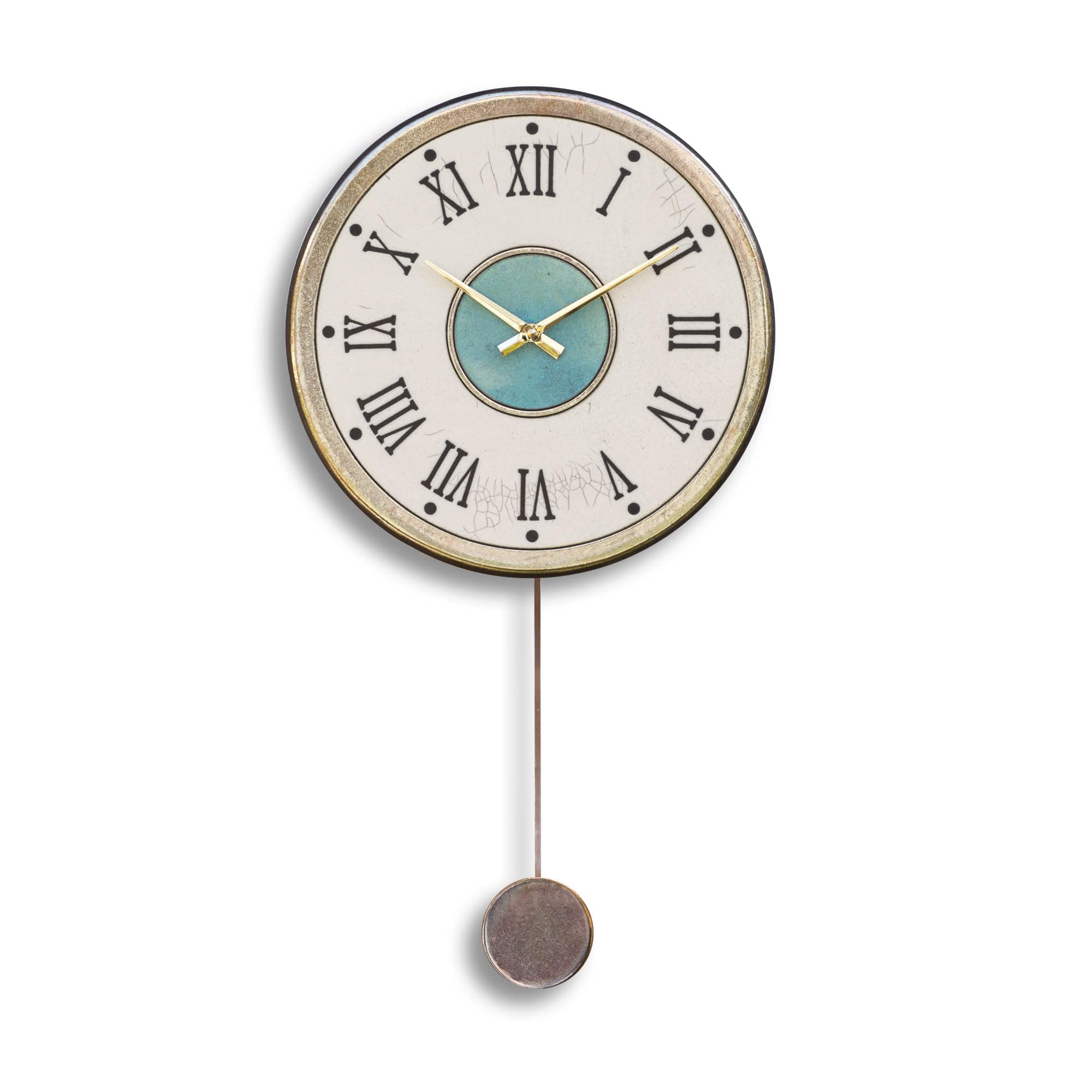Horloge murale en céramique raku MOLISH avec chiffres romains dorés