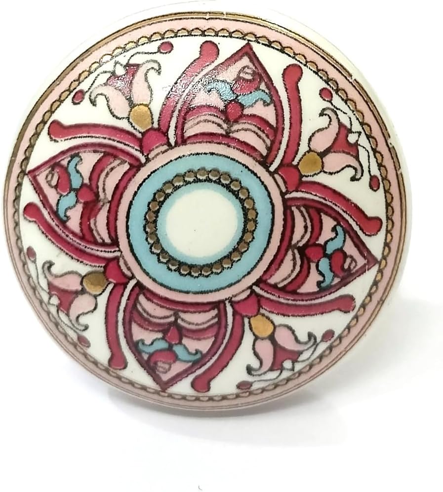 Assorted Ceramic Cabinet Knobs - Vintage Cabinet Cupboard Door & Drawer Pulls Chrome Hardware 101-140 (Style 123)