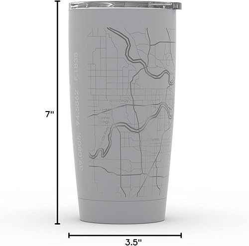 Vista 234 de Well Told Vaso de café aislado con diseño de mapa de Nueva York grabado, taza de acero inoxidable grabada (20 onzas, negro) con aislamiento de mapa