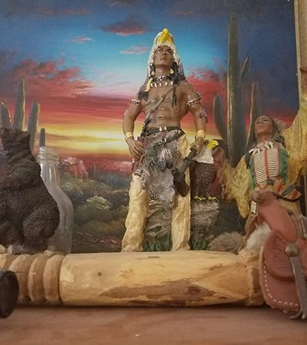 Miniatura 2 de Figura de escultura de guerrero indio con águila de 11 pulgadas
