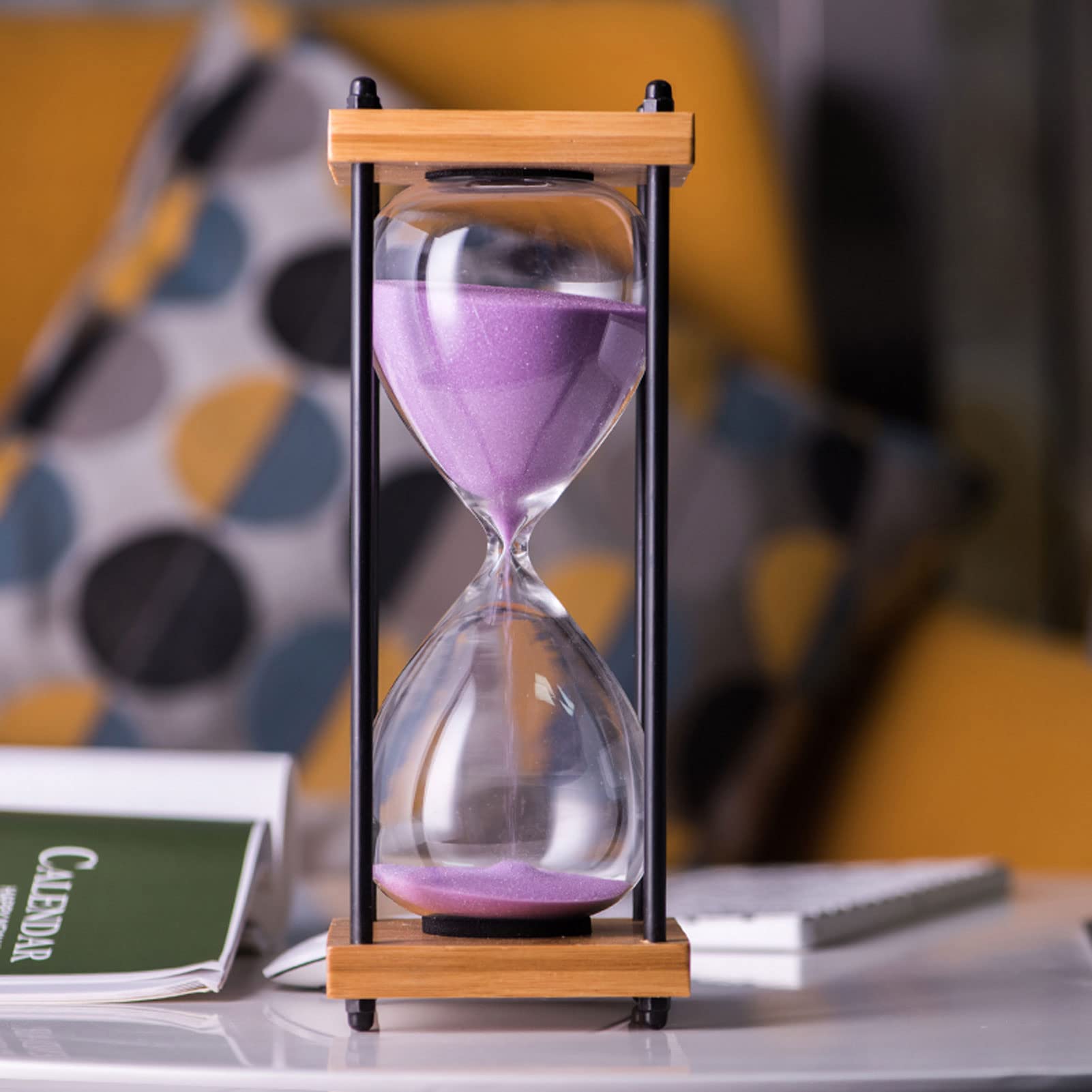 do kuchni dziecko szczotkowanie szkoła nauczanie dekoracyjne klepsydra Vintage metalowa klepsydra edukacja kreatywna zabawka biuro Home Decor prezenty (Color : Purple Sand, Size : 30 minutes