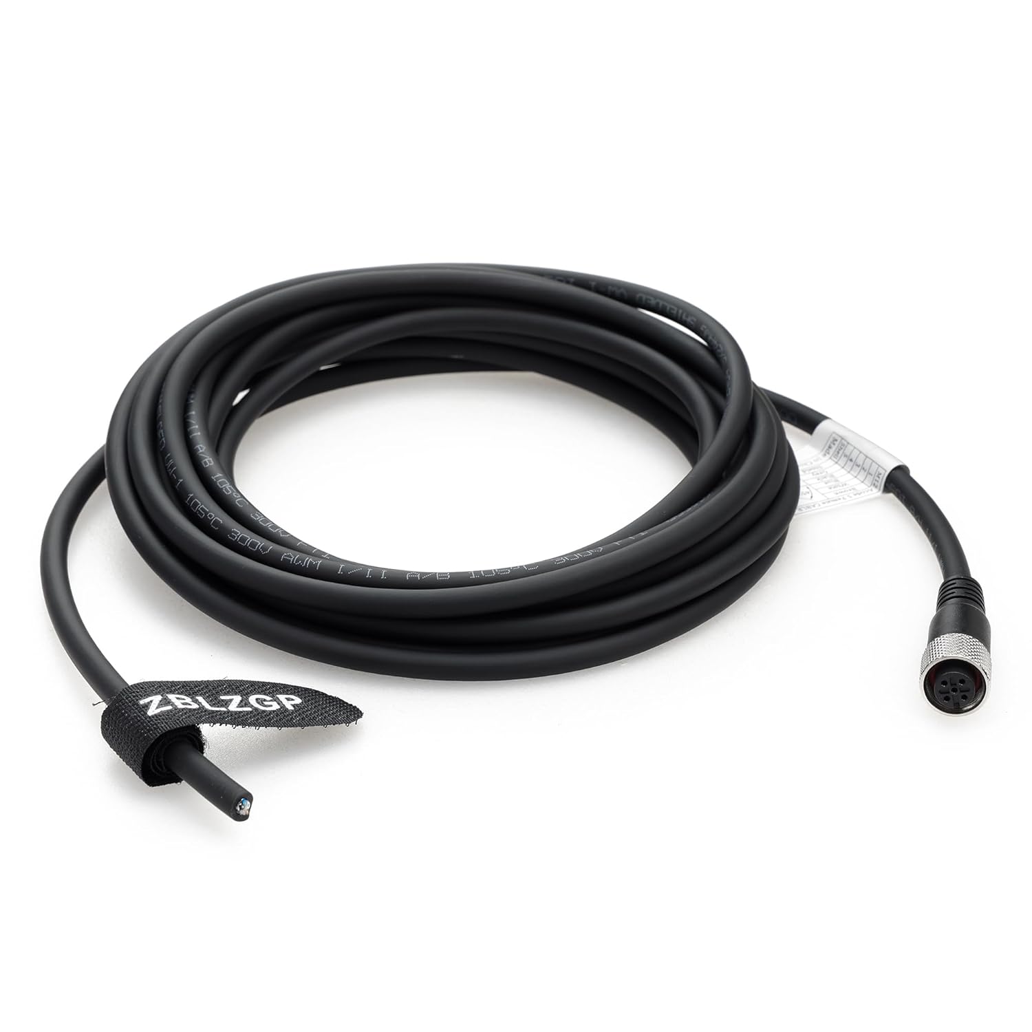 M12 5-Pin A-Coded Female to Wire Cable, Tinned Copper Conductors, Oil-Resistant PVC Jacket, for Automotive Manufacturing Plants 25M