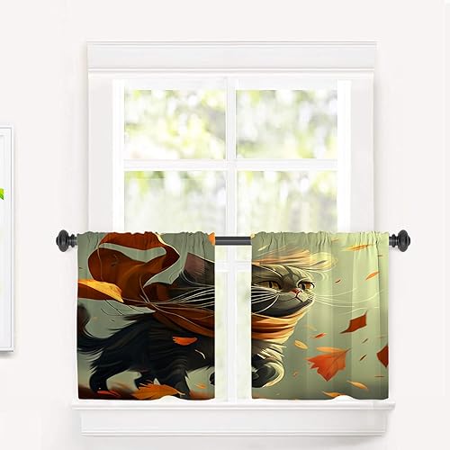 Miniatura 593 de Cenefas de cocina modernas con patrón de cobre marrón dorado para ventanas, cenefas opacas abstractas de marcas de arañazos y cortinas opacas