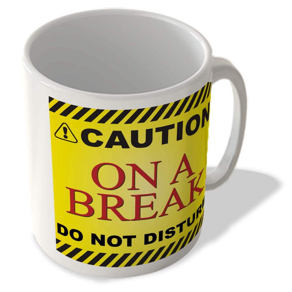Mcmug White - Caution - On A Break - Do Not Disturb - Mug, Ceramic, 11Fl.oz.