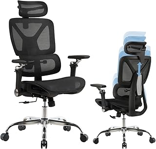 Cadeira Ergométrica Escritório Ajuste Lombar Estudo Preto Encosto Comfy Reclinável Mesh Tecido Giratória Cadeiras 200kg Confortável Gamer Braço 6D