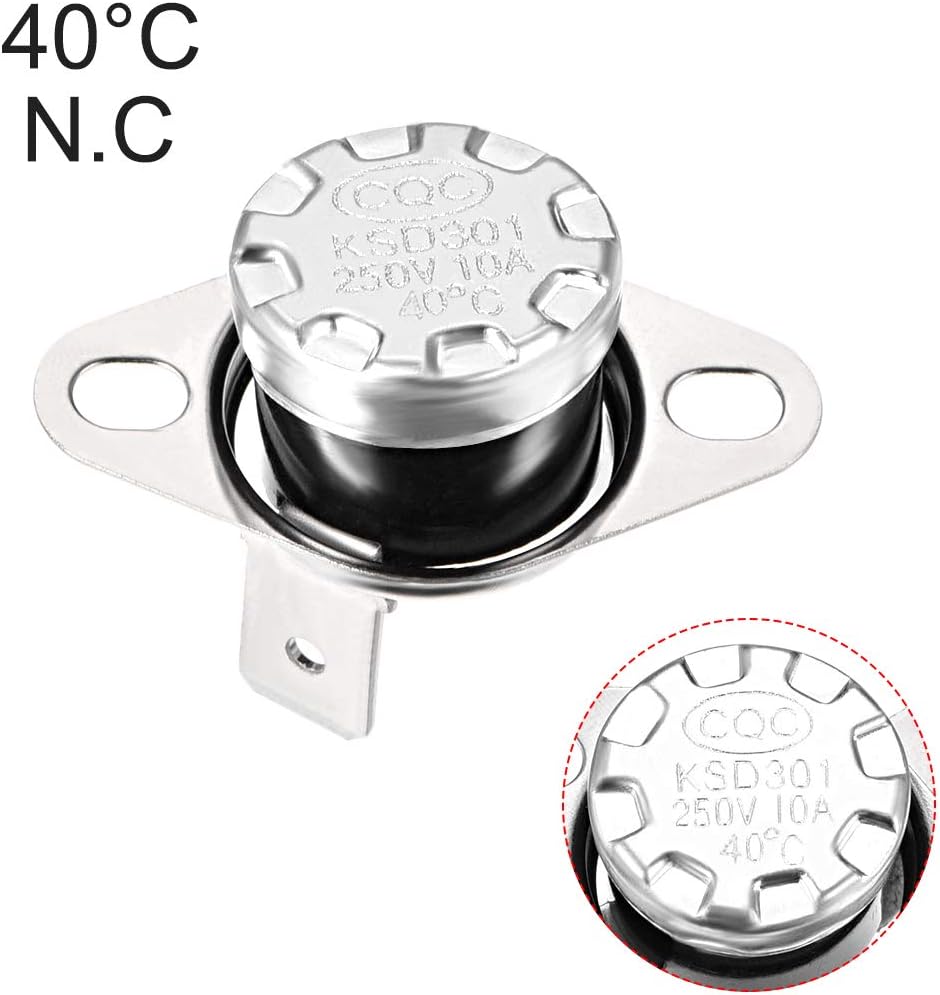 sourcing map KSD301 Thermostat 40°C/104°F 10A N.C Adjust Snap Disc Temperature Switch for Microwave Oven Coffee Maker 5pcs,Bakelite Material - Image 5