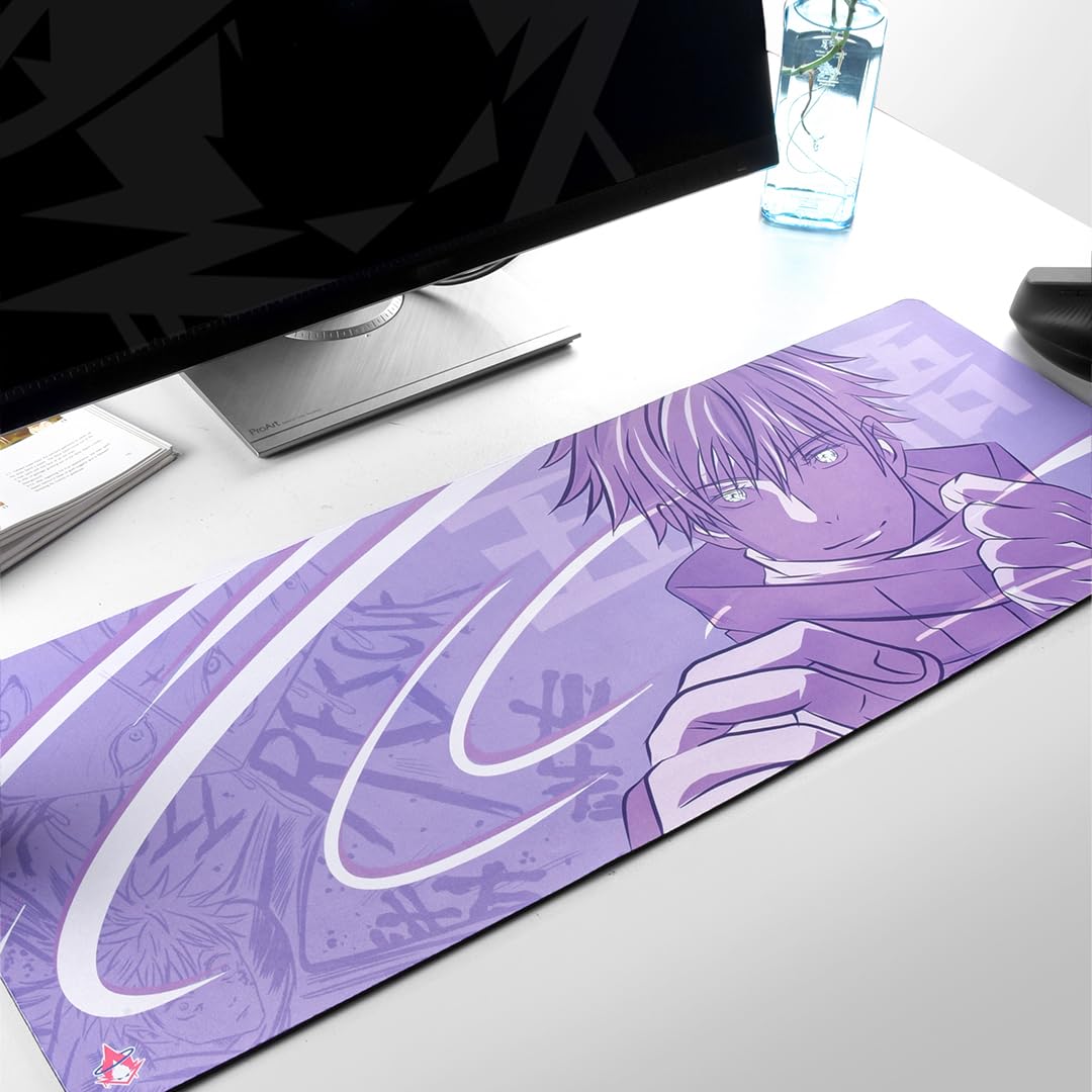 Jujutsu Kaisen Anime Desk Mat Extra Large (80cm x 30cm x 3-4mm), Honored One Gojo Printed Anime Anti-Slip Mouse Pad