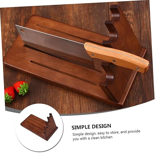 Miniatura 3 de KICHOUSE Estante organizador de tijeras, 1 unidad, soporte de madera maciza, bloque universal, soporte de cocina, cortador de almacenamiento,