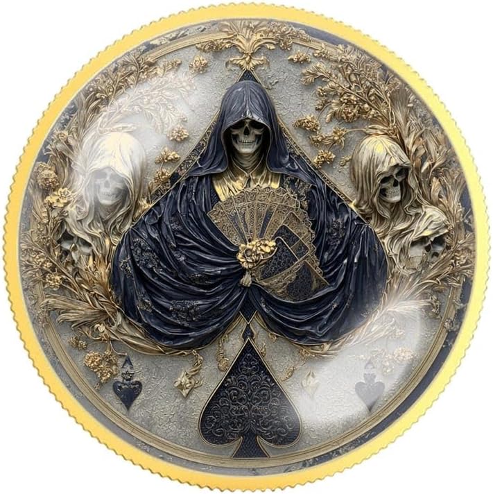 Death Card Design Sobriety Coin | Personalized AA NA Recovery Token | Custom Name Sobriety Date | Gold or Silver | Sobriety Chip Gift (Gold)