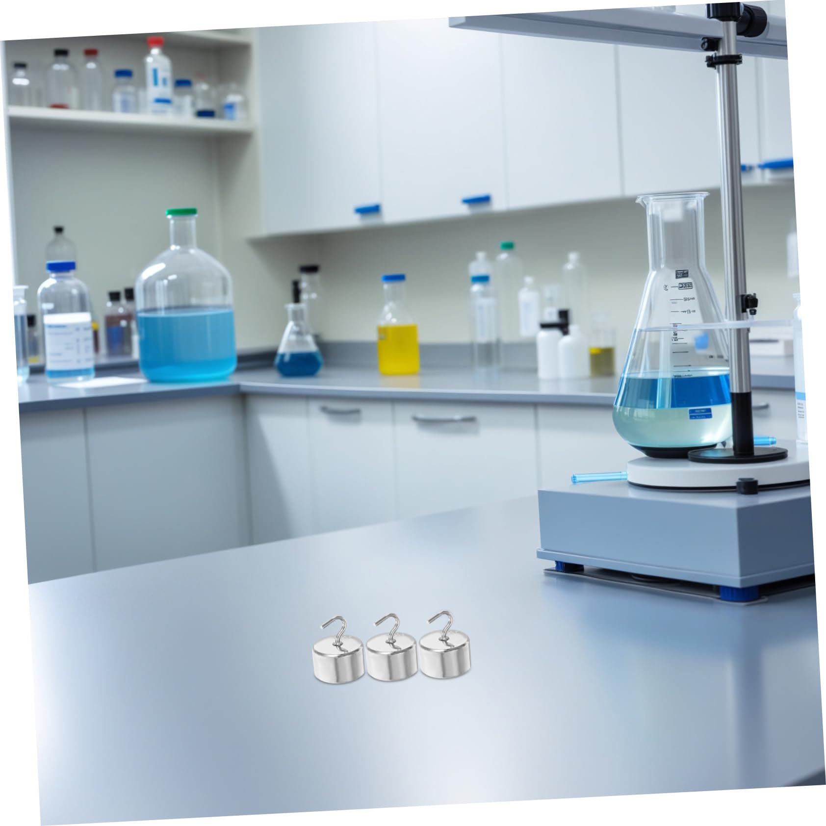 Cabilock 50 Piezas Pesas De Laboratorio Pesas De Gancho Doble Gancho Para Ciencias y Física De Hierro Cromado El Aula