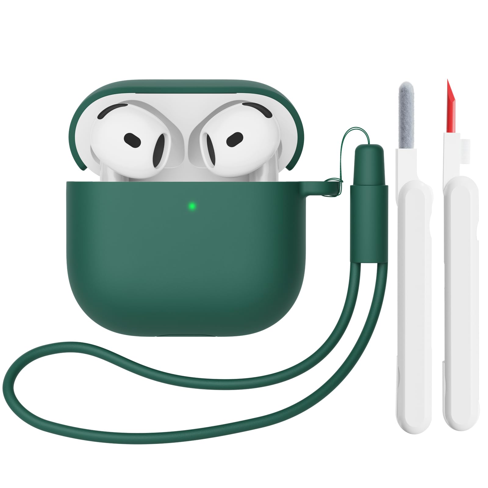 Mocarheri Funda de Silicona Compatible con AirPods 4.ª Generación con Kit de Limpiador, Fundas Protectora de Silicona para AirPods de 4 Generacion 2024, LED Visible Frontal, Negro — view 12