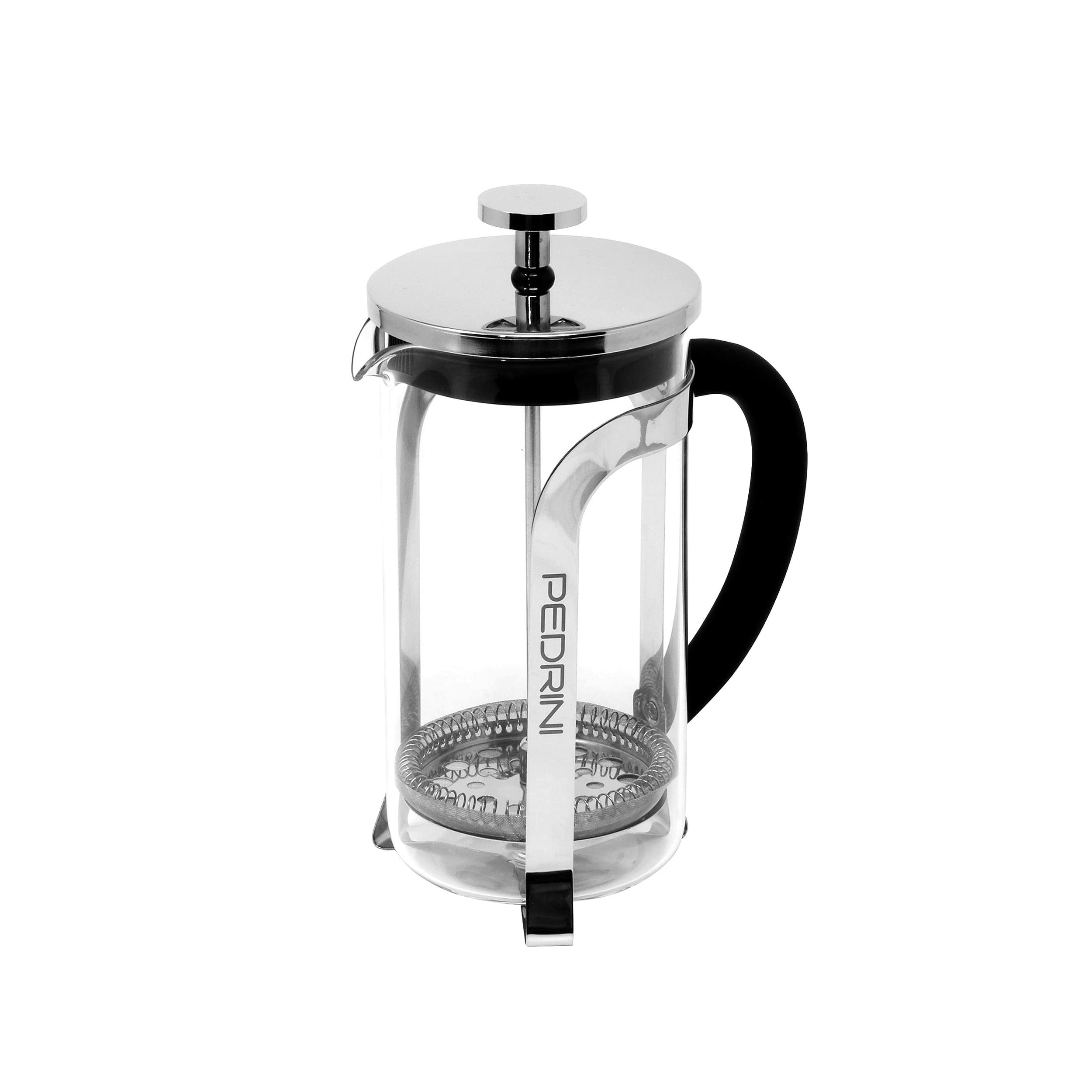Pedrini infusiera 350 ml, Acciaio e Vetro temperato, con Filtro e premitore