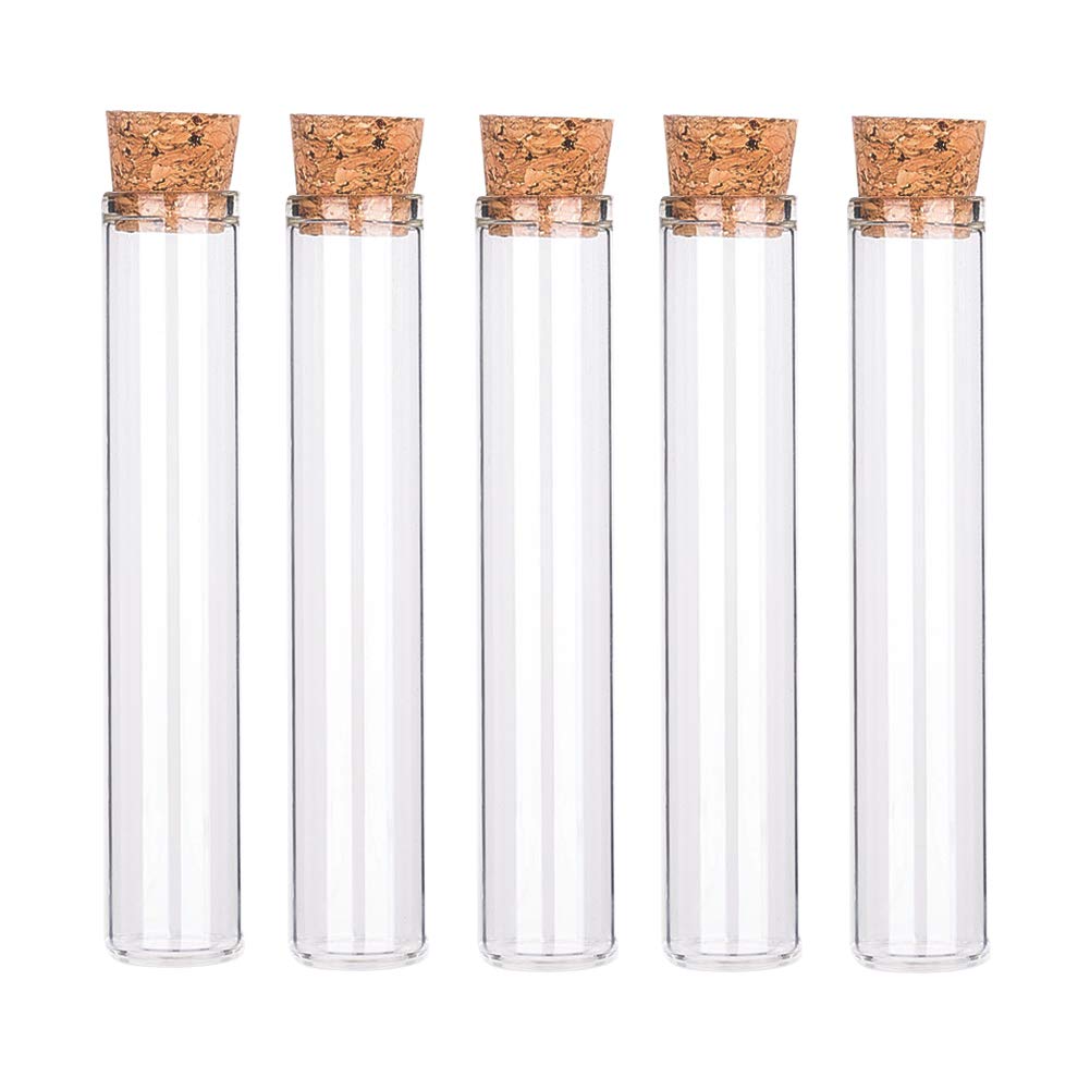 BENECREAT 20PCS 30ml Tube à essai en Verre avec Bouchon en liège Clair Plat Mini Bouteilles en Verre bocaux pour Laboratoire, Party Favors, Bonbons, Gumball, épices, Perles