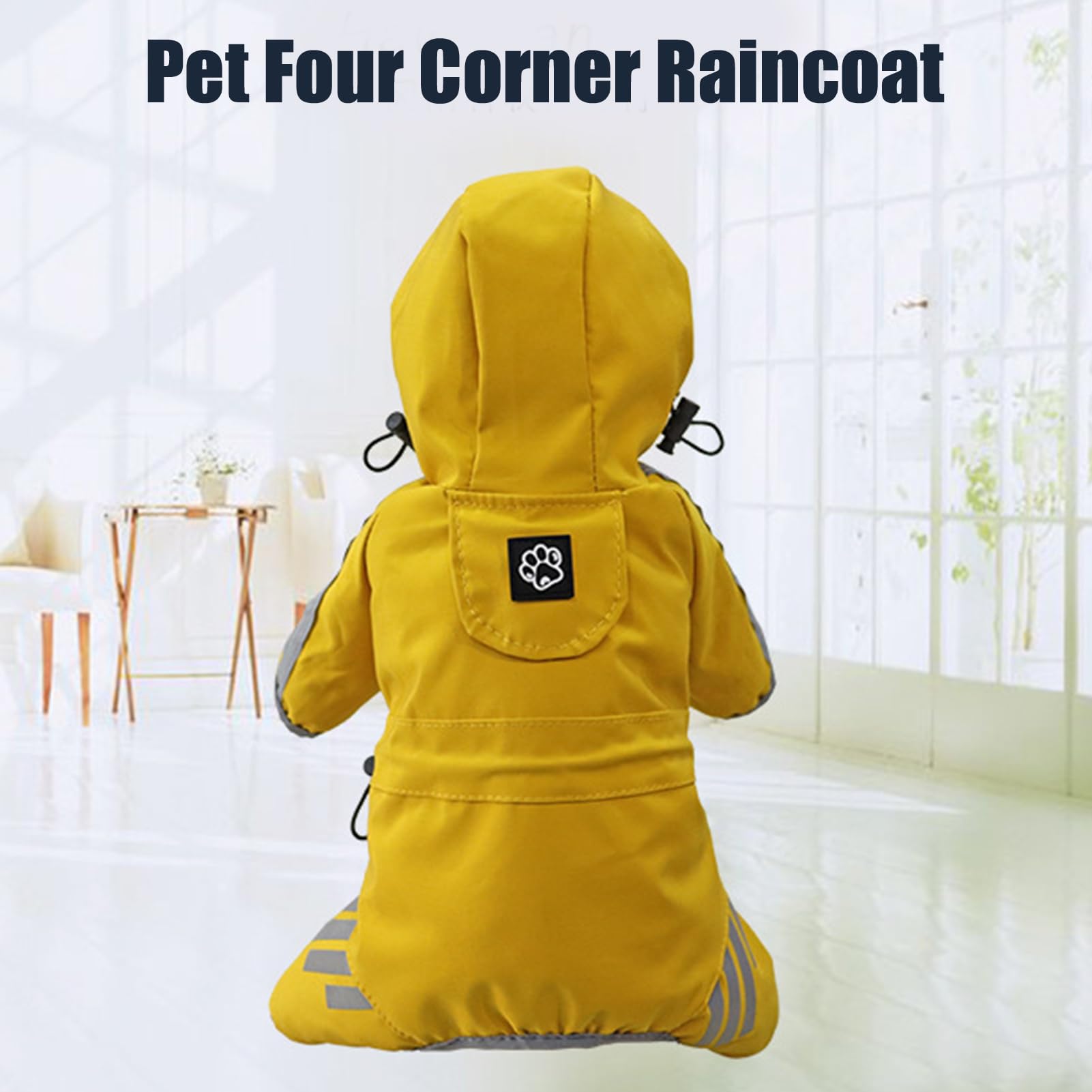 Manteau de pluie imperméable réfléchissant pour chien avec bandes réfléchissantes à quatre pattes