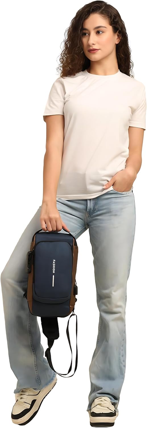 Unisex Anti-Theft Sling Bag with USB Port, Water-Resistant Crossbody Chest Backpack for Travel & Work - Image 6