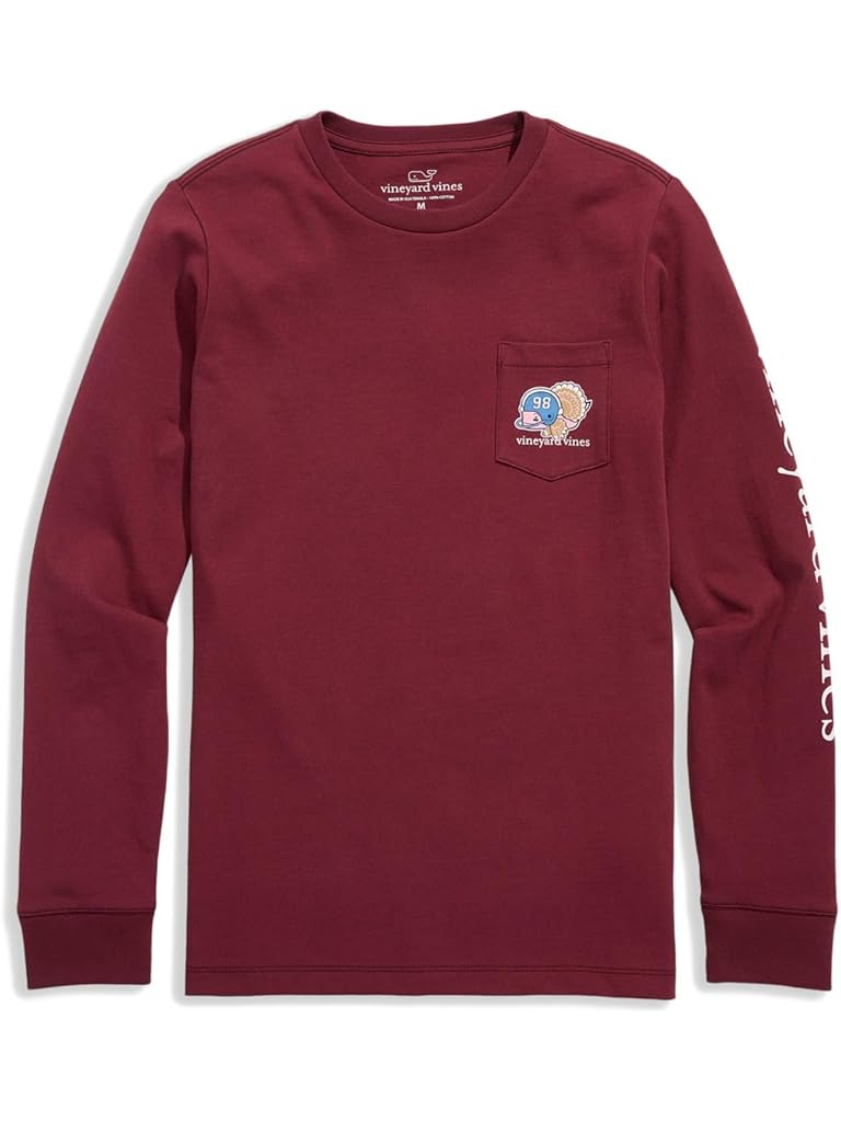 Red Vineyard Vines Football Turkey Whale Long-Sleeve Pocket Tee (Little Kid/Big Kid)