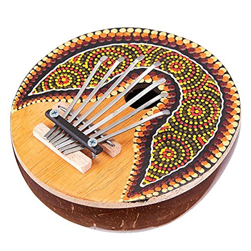 VIDOO Kalimba 7 Key Finger Piano Painted Coconut Shell Mbira Likembe Thumb Piano
