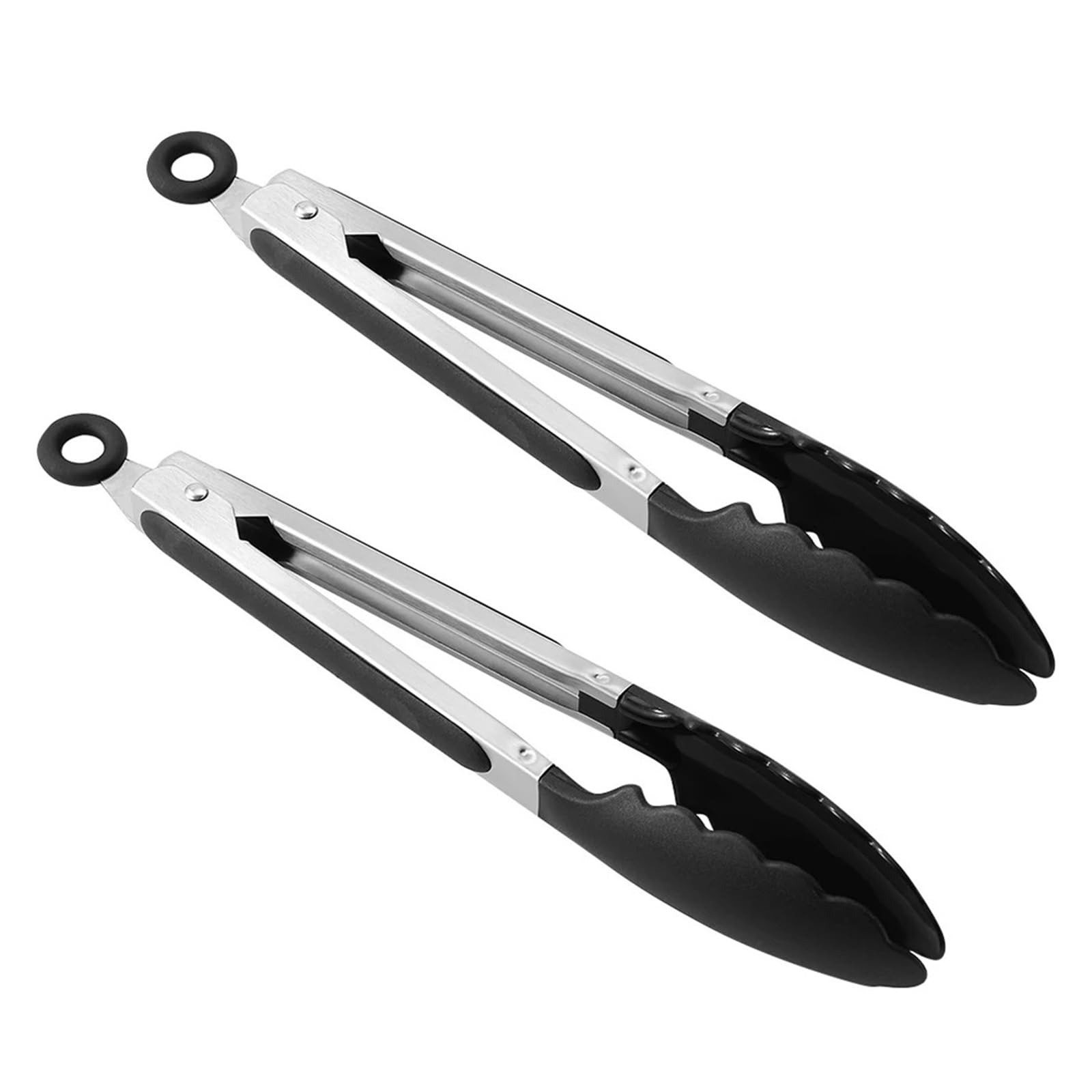 Pinza de acero inoxidable for alimentos, pinzas silicona for cocinar y asar, for ensalada pan, antiadherente, herramientas cocina for barbacoa, 2 uds(D)