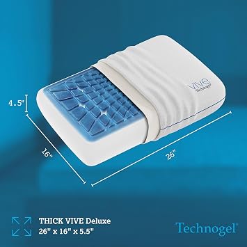 Vive Deluxe Cooling Gel Foam Pillow - Cool Gel Memory Layer with Ergonomic Design, Ideal for Cold Sleepers & Side Sleep, Washable Cover, Hypoallergenic Bedding, Italy Made, 4.5 Thick Soft Comfort