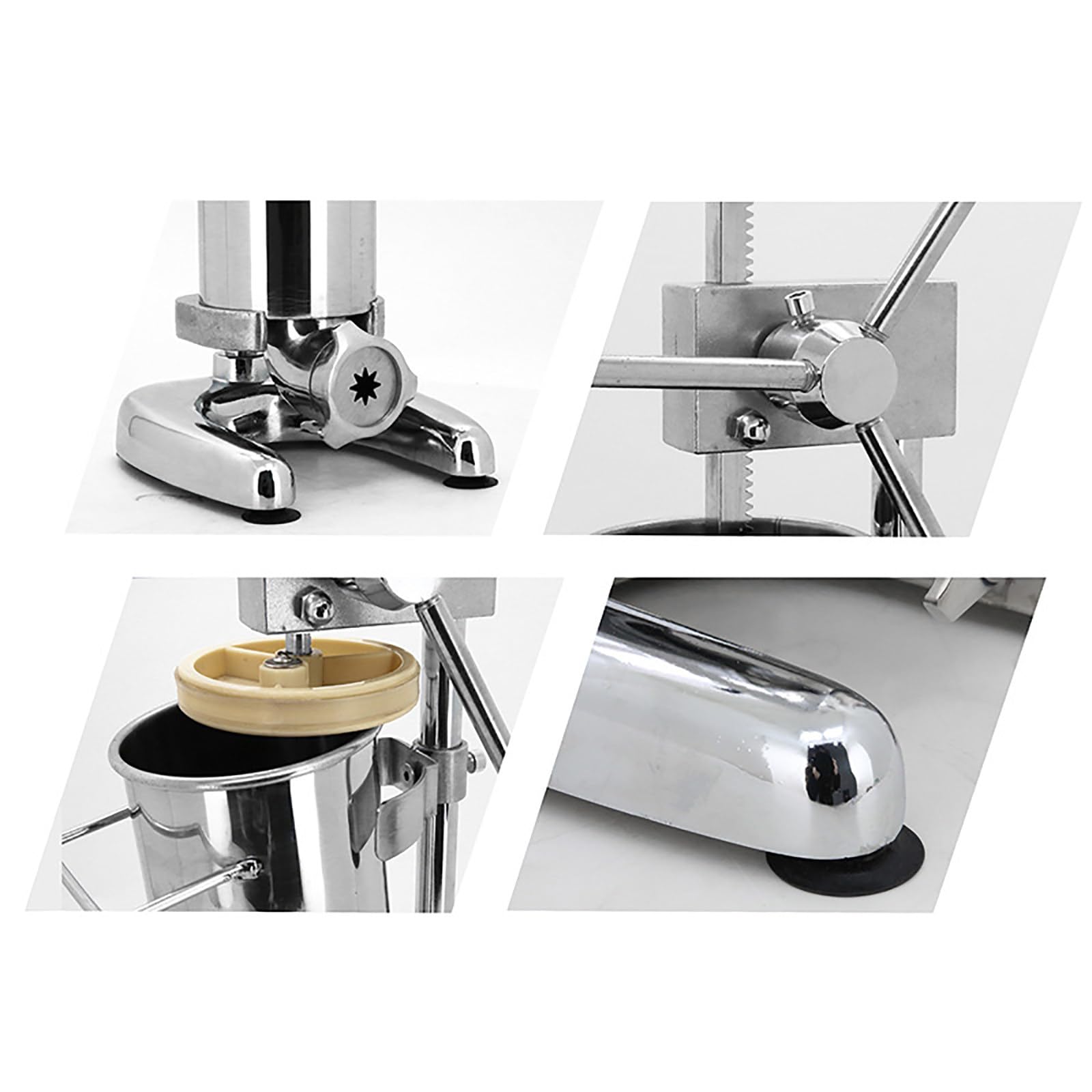 Churrera Manual Comercial, Churrera Española de Acero Inoxidable con 5 Moldes, Máquina para Hacer Rosquillas de Frutas Latinas, Embutidora Manual para Restaurantes y Panaderías.,2L
