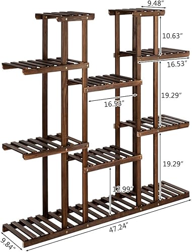 Miniatura 2 de Soporte de madera para plantas para interiores y exteriores, múltiples capas, estante para macetas, estante superior e inferior, estantería en